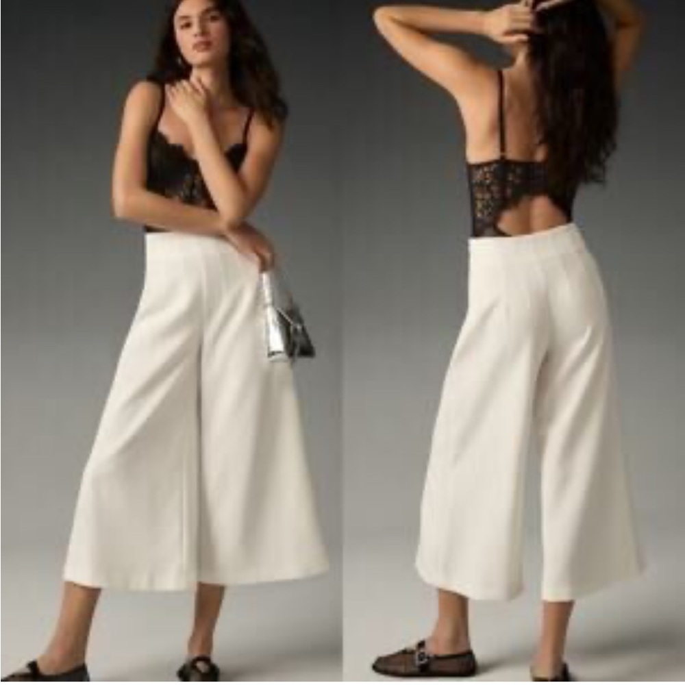 Anthropologie Maeve Clean Crop Wide-Leg Pants NWT Sz 00